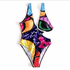 Colorful Abstract Women Swim One Piece